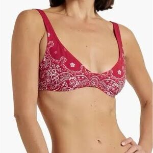 Zimmermann Red Paisley Bikini Top